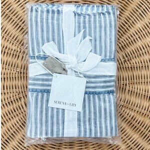 NEW Serena & Lily Stone Harbor Linen Euro Pillow Sham-Navy Blue